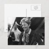 Carte Postale Vintage Amelia Earhart Portrait photo (Devant / Derrière)