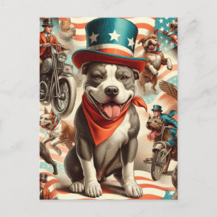 Carte Postale Vintage American Pit Bull Terrier Art