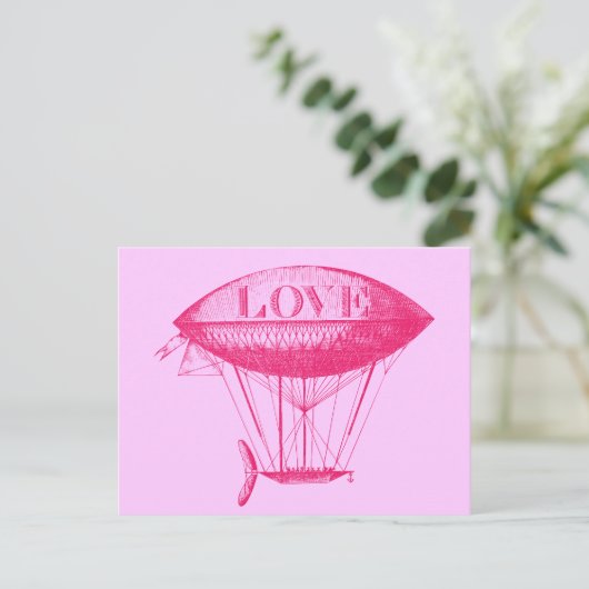 Carte Postale Vintage amour Zeppelin rose (Debout devant)