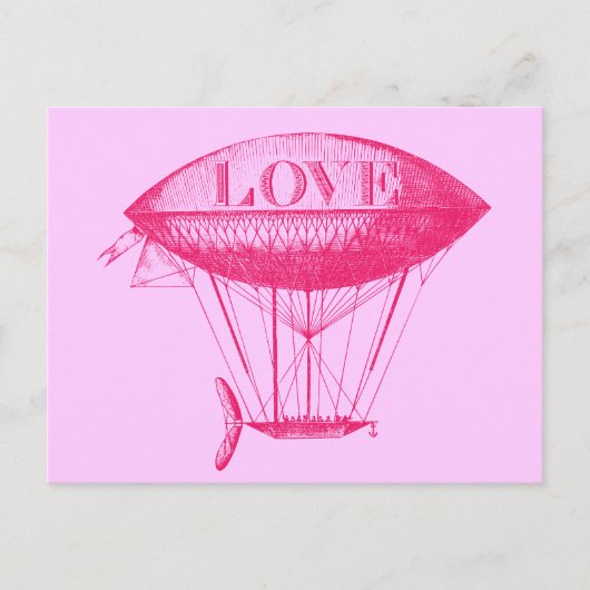Carte Postale Vintage amour Zeppelin rose (Devant)