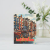 Carte Postale Vintage Amsterdam Pays-Bas Travel (Debout devant)