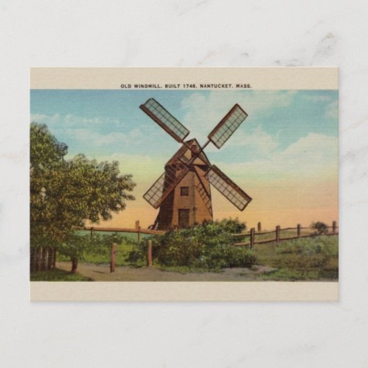 Carte postale vintage Ancien moulin à vent Nantuck (Devant)