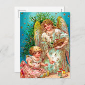 Carte postale vintage Ange et Enfant Noël (Devant / Derrière)