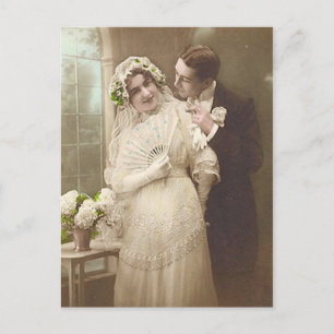 Carte Postale Vintage Antique Romantique Mariée et Groom Photos