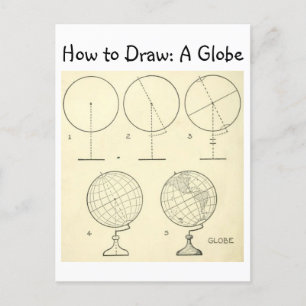 Carte Postale Vintage Apprenez à dessiner un globe