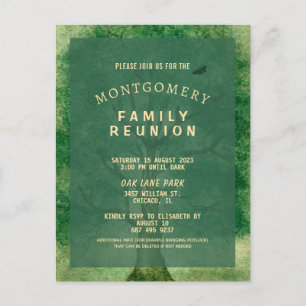 Carte Postale Vintage aquarelle Chêne arbre Reunion famille