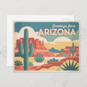 Carte postale vintage Arizona | Salutations en Ari (Devant / Derrière)