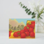 Carte postale Vintage Art Crate Étiquette fraise (Debout devant)