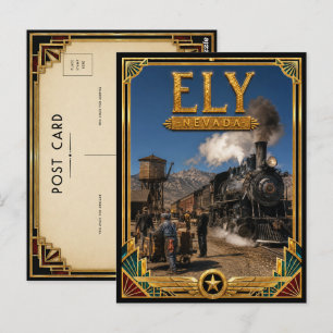 Carte postale vintage Art Déco de l'âge d'or d'Ely