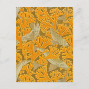 Carte Postale Vintage Art Deco Fish and Yellow Coral Design