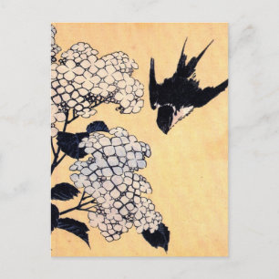 Carte postale vintage Art japonais Hydrangea