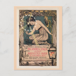 Carte Postale Vintage Art nouveau Italien éclairage au gaz