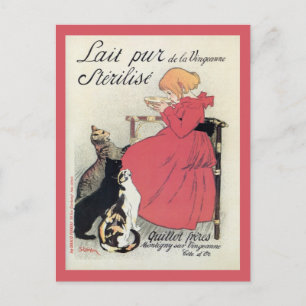 Carte Postale Vintage Art nouveau lait et lait français, chats, 