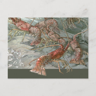 Carte Postale Vintage Art Nouveau, Lobsters in the Ocean