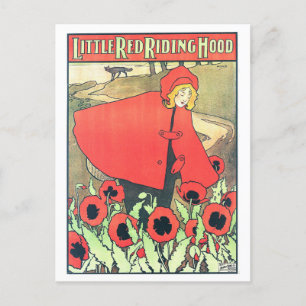 Carte Postale Vintage Art Nouveau Petit Chaperon Rouge