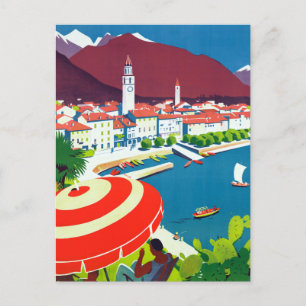 Carte postale vintage Ascona Suisse Travel