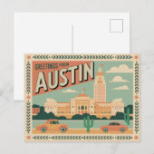 Carte postale vintage Austin | Salutations d'Austi (Devant / Derrière)