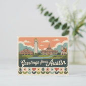 Carte postale vintage Austin | Salutations d'Austi (Debout devant)