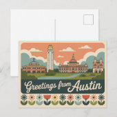 Carte postale vintage Austin | Salutations d'Austi (Devant / Derrière)
