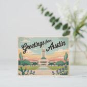 Carte postale vintage Austin | Salutations d'Austi (Debout devant)