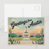 Carte postale vintage Austin | Salutations d'Austi (Devant / Derrière)