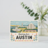 Carte postale vintage Austin | Salutations d'Austi (Debout devant)