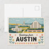 Carte postale vintage Austin | Salutations d'Austi (Devant / Derrière)