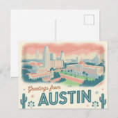 Carte postale vintage Austin | Salutations d'Austi (Devant / Derrière)