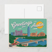 Carte postale vintage Austin | Salutations d'Austi (Devant / Derrière)