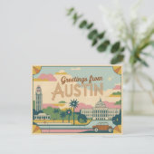 Carte postale vintage Austin | Salutations d'Austi (Debout devant)