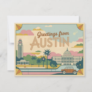 Carte postale vintage Austin   Salutations d'Austi