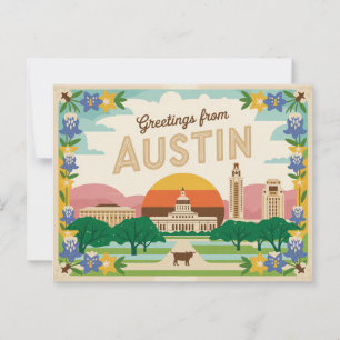 Carte postale vintage Austin   Salutations d'Austi