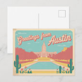 Carte postale vintage Austin | Salutations d'Austi (Devant / Derrière)