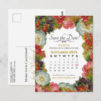 Vintage Automne Floral Mariage Enregistrer le cale