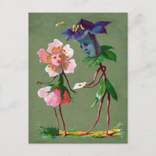Carte postale vintage aux fleurs victoriennes