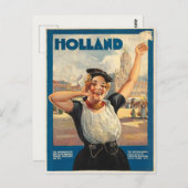 Carte postale vintage avec affiche Holland (Devant / Derrière)