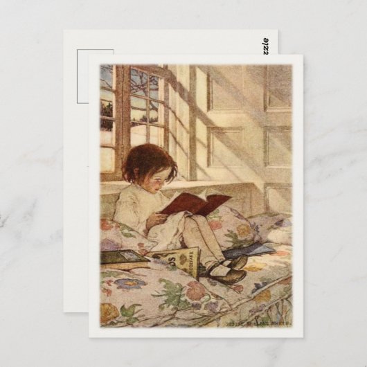 Carte postale vintage avec lecture douce (Devant / Derrière)