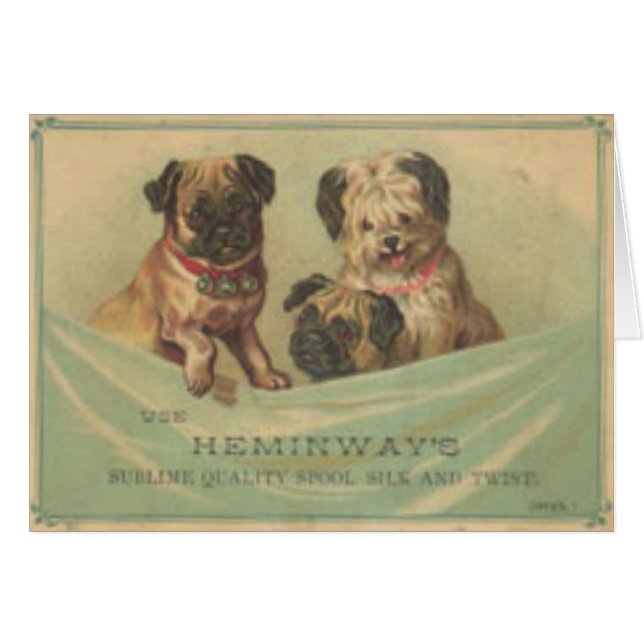 Carte postale vintage avec les chiens mignons de (Devant horizontal)