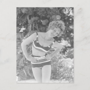 Carte Postale Vintage B&W Photo Floride Bikini Girl