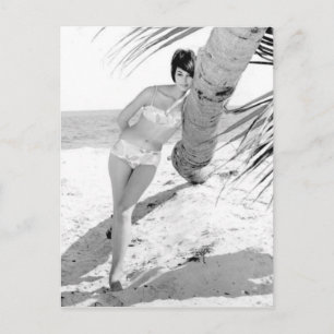 Carte Postale Vintage B&W Photo Floride Bikini Girl