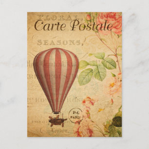 Carte Postale Vintage Ballon à air chaud à vol automatique franç