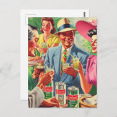 Carte Postale Vintage Bar Peolpe 1950 Illustration (Devant / Derrière)