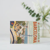 Carte Postale Vintage Barcelona Gaudí Travel (Debout devant)