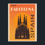 Carte Postale Vintage Barcelone Espagne La Sagrada Familia Trave<br><div class="desc">N'importe qui aimerait recevoir cette carte postale de voyage espagnole vintage avec une illustration rétro de la basilique La Sagrada Familia à Barcelone,  Espagne !</div>