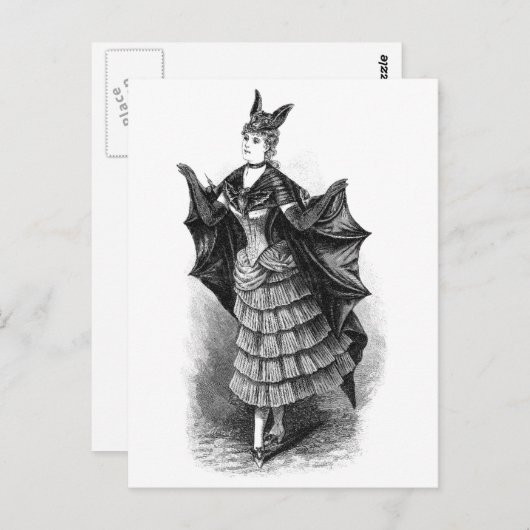 Carte Postale Vintage Bat Lady (Devant / Derrière)