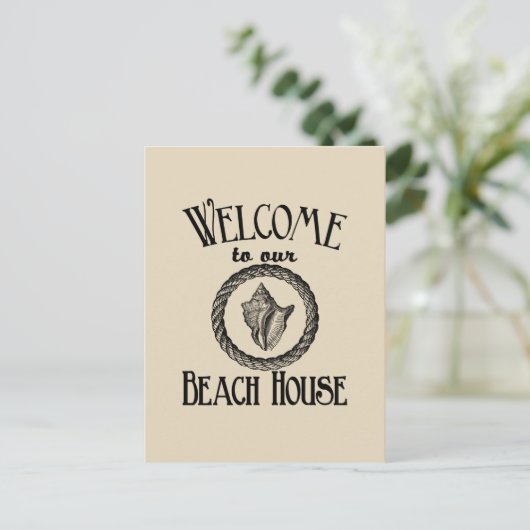 Carte postale vintage Beach house seashell (Debout devant)