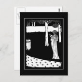 Carte postale vintage Beardsley Lady Illustration (Devant / Derrière)