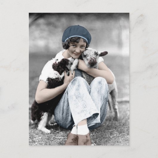 Carte Postale Vintage Beauty With Animals Postcard (Devant)