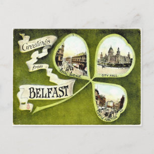 Carte postale vintage Belfast shamrock