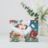 Carte Postale Vintage belle femme de Noël (Debout devant)